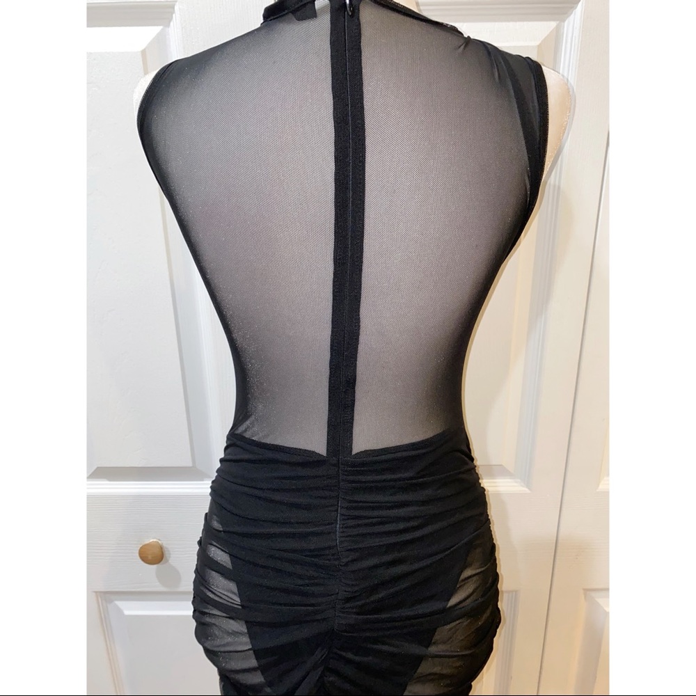 Missguided Black Sleeveless Mesh Ruched Dress - Picture 4 of 6